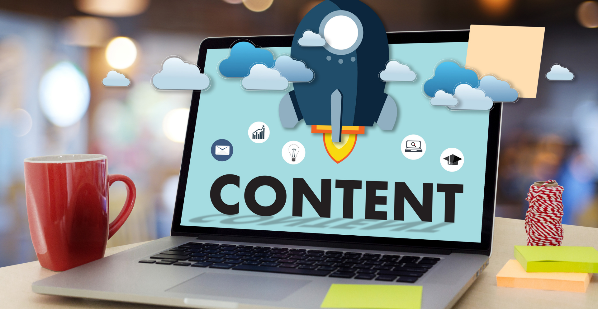 Content Marketing Strategy Tools | Laptop on Desk with Content Screen-1